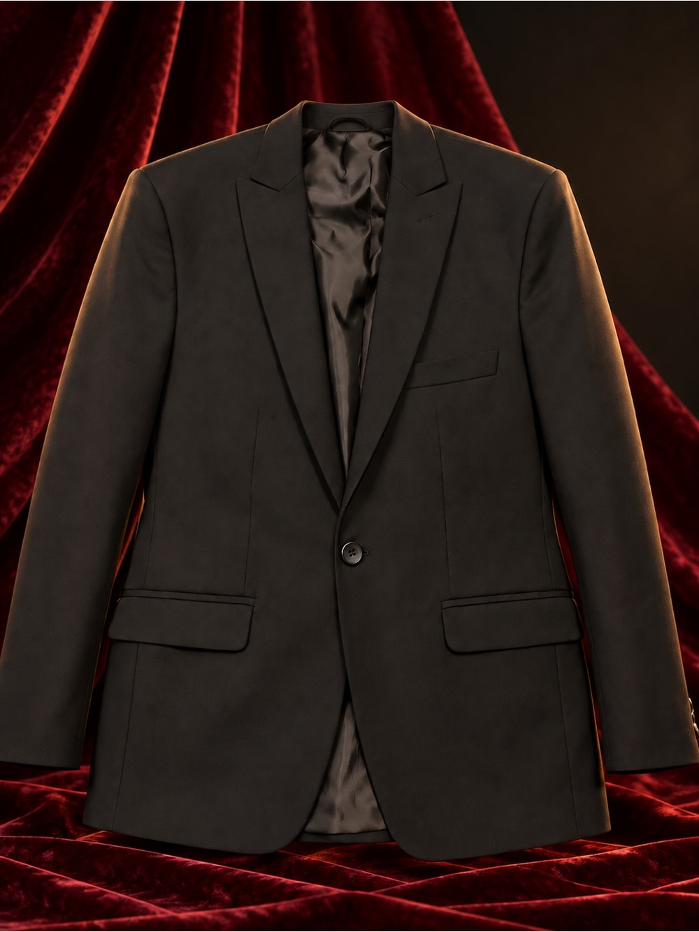 Men's Black Single-Button Blazer - Classic Formal Jacket